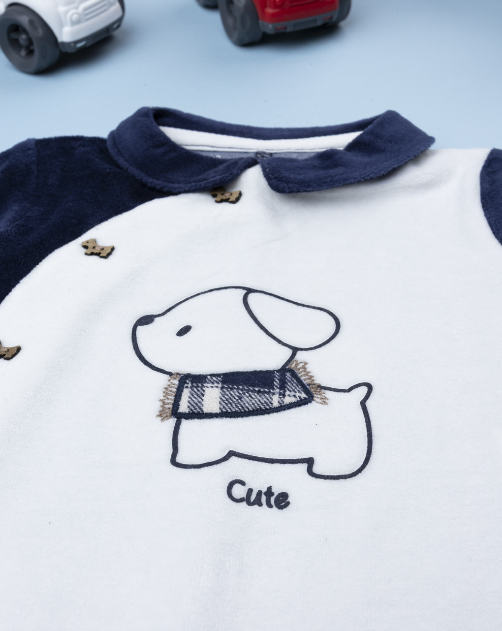 Tutina bimba bianco/blu cagnolino