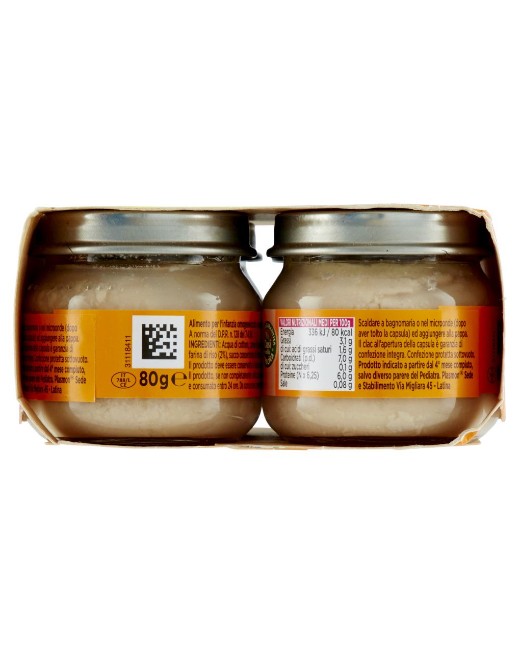 Omogeneizzato agnello 4x80g - plasmon