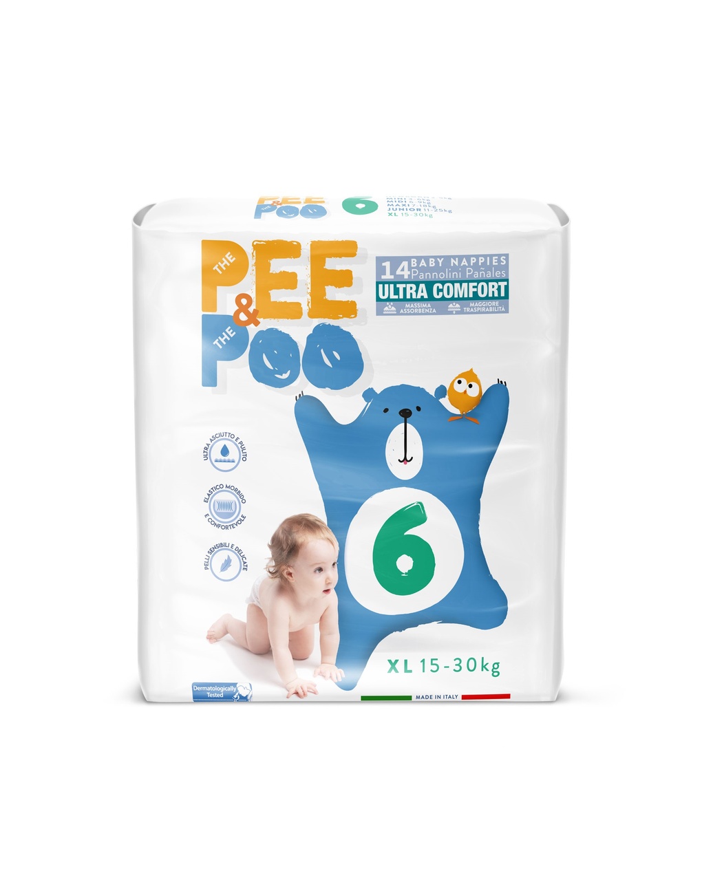 Pannolini ultrafit extra large taglia 6 14 pz - pee&poo