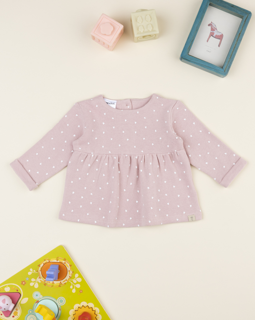 Maglia bimba rosa cuori allover