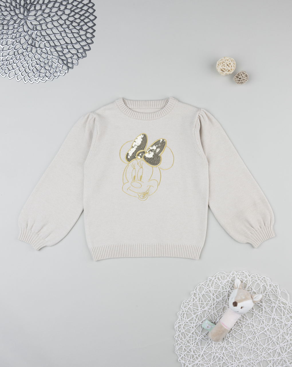 Maglione bambina beige minnie