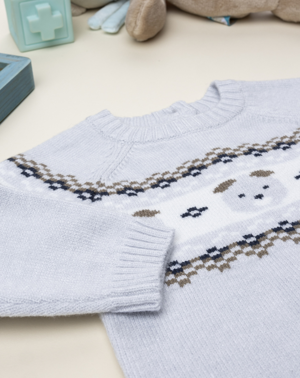 Maglia bimbo grigia ricamo orsi