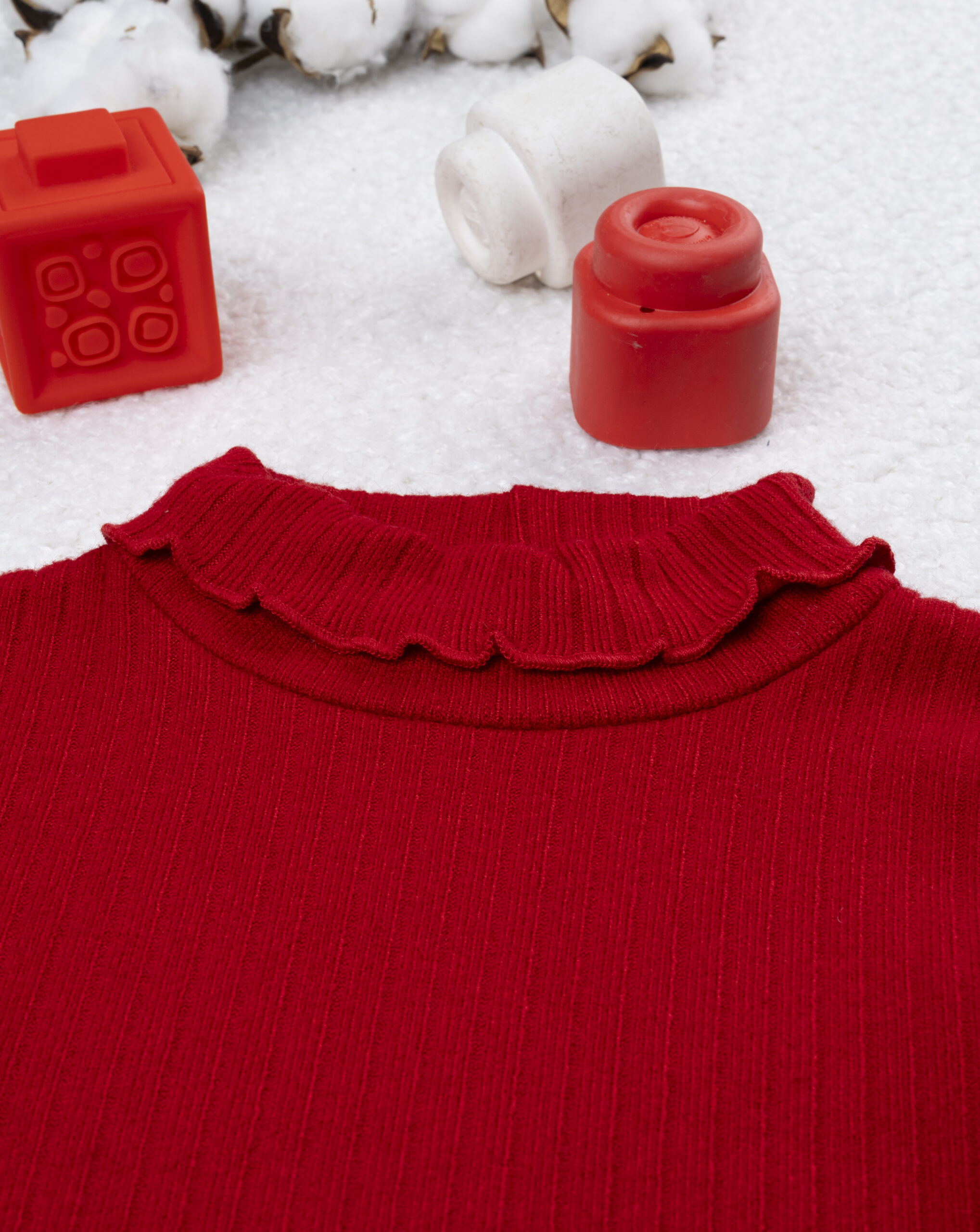 Lupetto costina bimba rosso