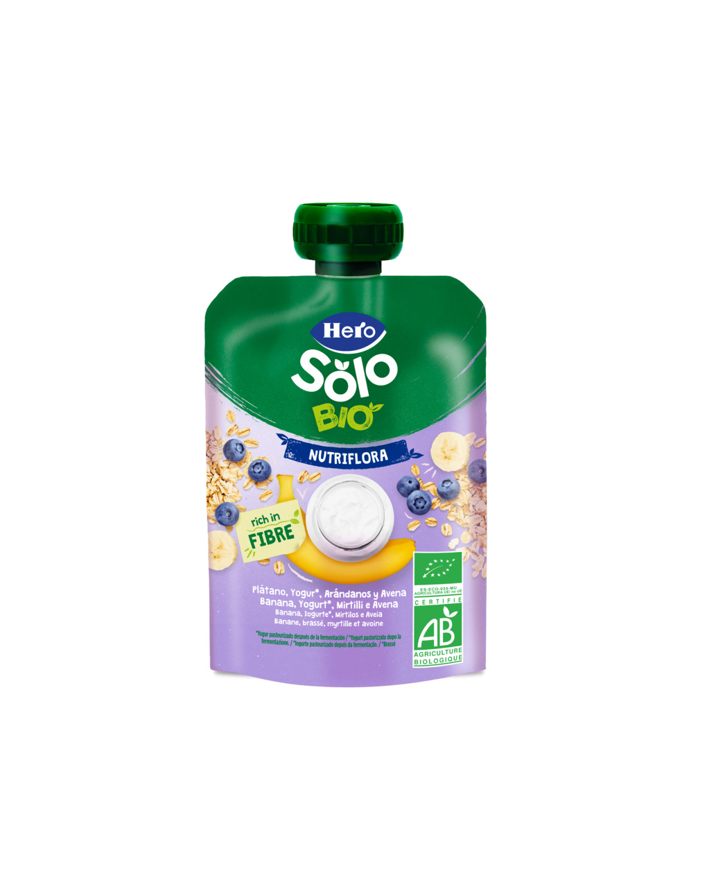 Pouch nutriflora yogurt banana avena mirtilli 100 gr - hero