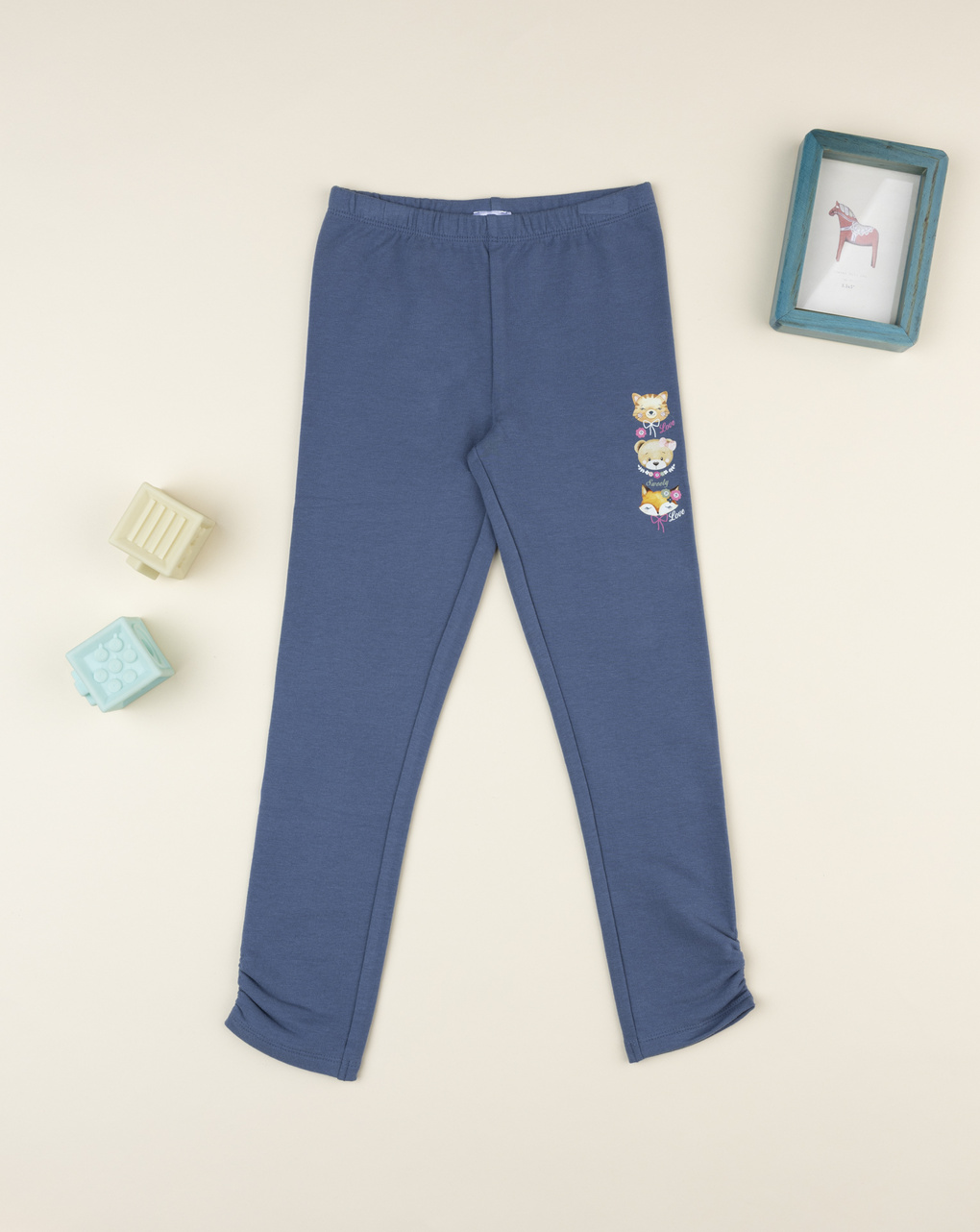 Legging bimba blu con stampa