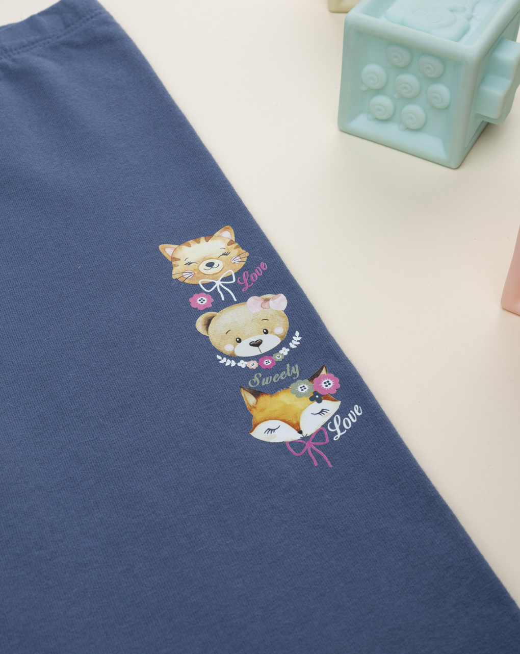 Legging bimba blu con stampa