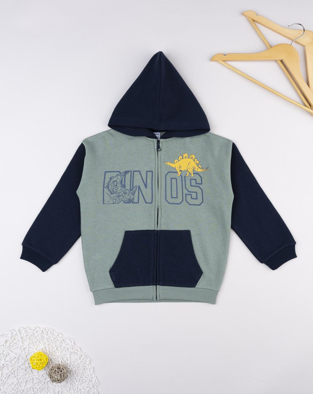 Felpa bimbo blu/verde "dinos"