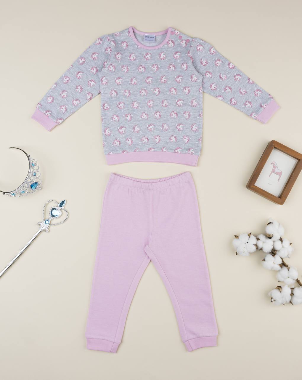 Pigiama bimba rosa/grigio unicorni