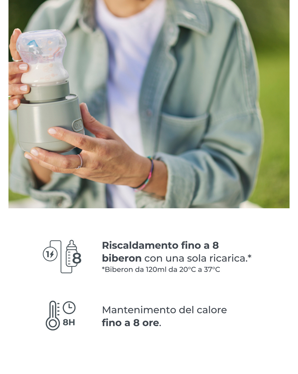 Scaldabiberon portatile universale warm'n'go 1162 sage green - nuvita