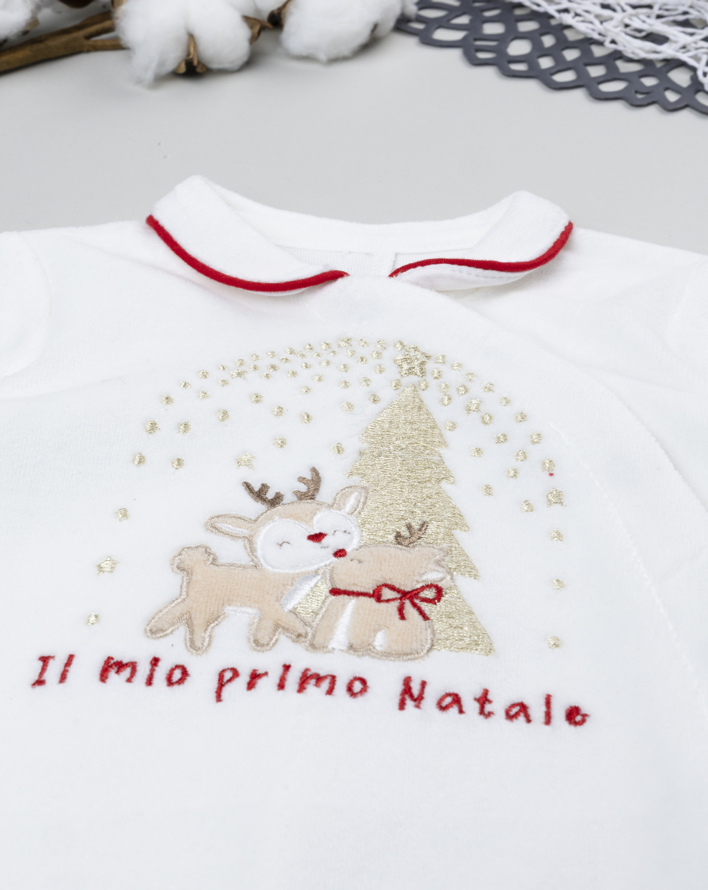 Completo Bimba Neonata: Tutina Con Pantaloni Rossi E Vestitino Babbo Natale In Ciniglia, Taglie 2-5 Anni
