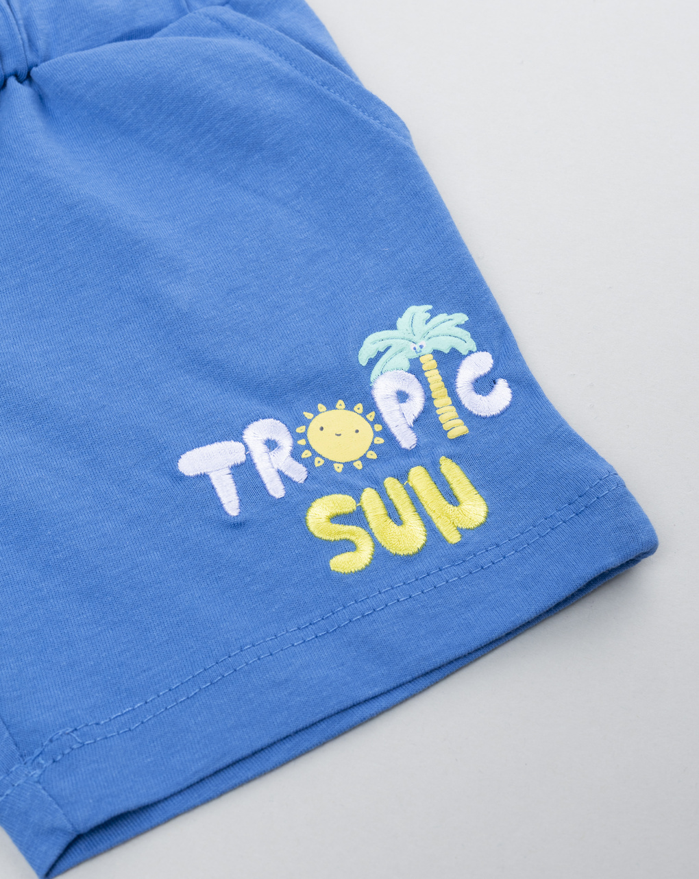 Shorts blu bimbo con stampa