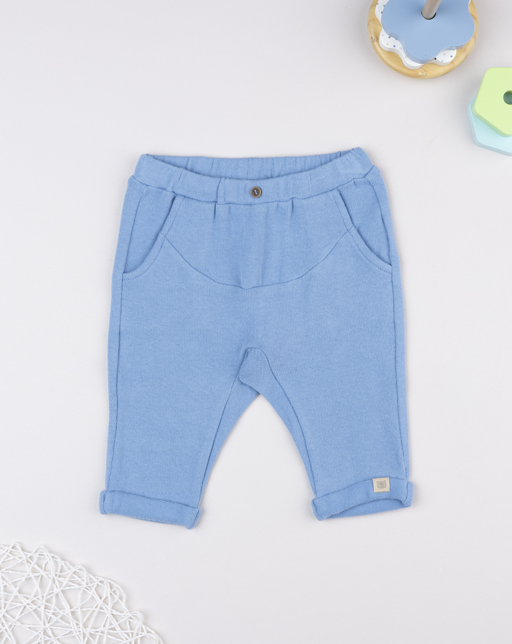 Pantalone bimbo azzurro maglina tagliata