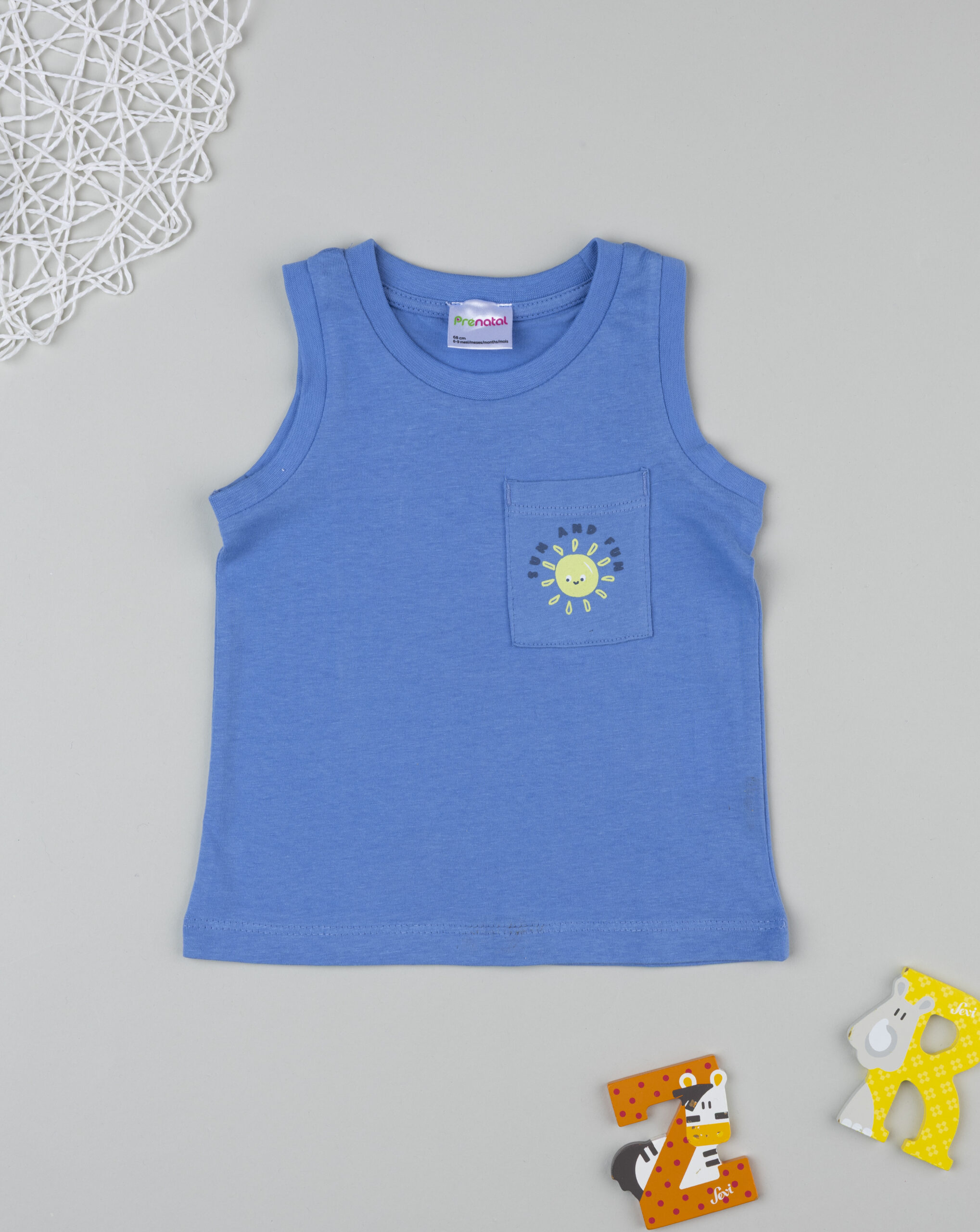 Canotta bimbo bluette taschino sole