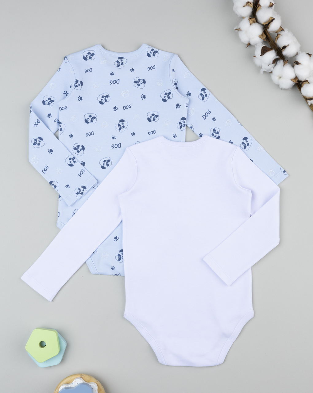 Pack 2 body bimbo bianco/azzurro dog