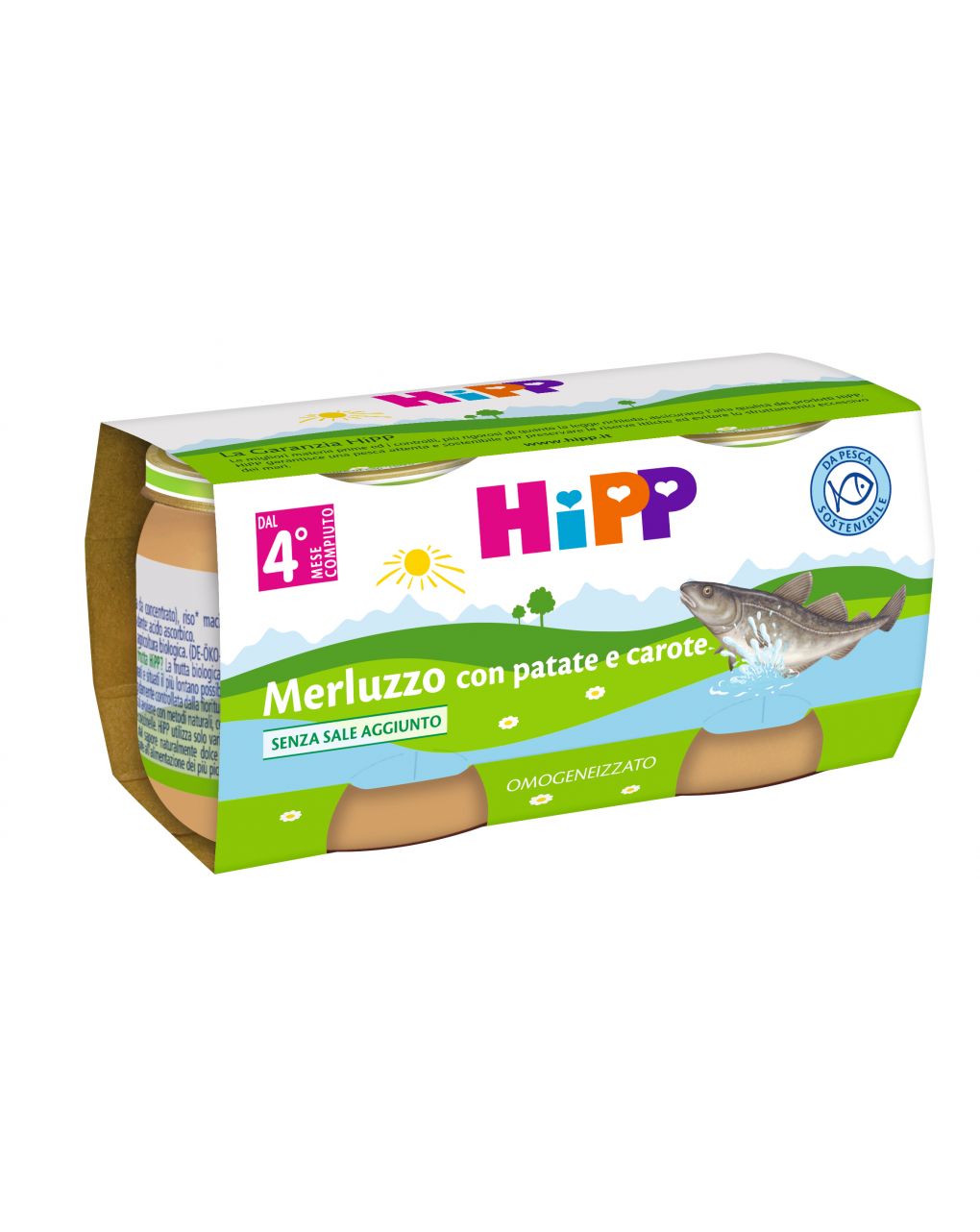 Omogeneizzato merluzzo con patate e carote 2x80g - hipp