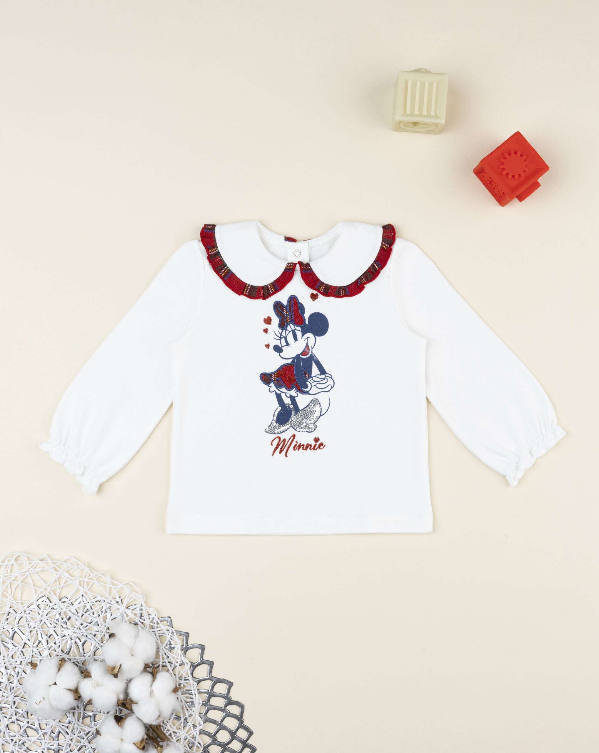Polo bimba bianca minnie con colletto