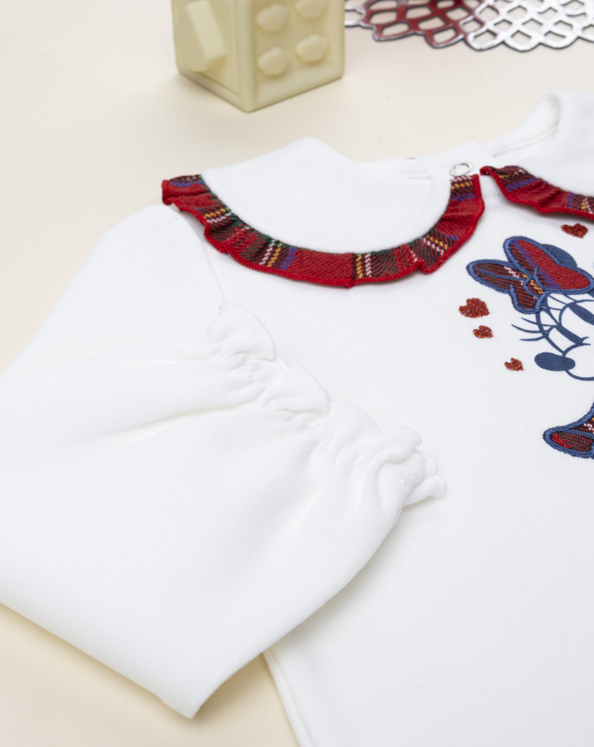 Polo bimba bianca minnie con colletto