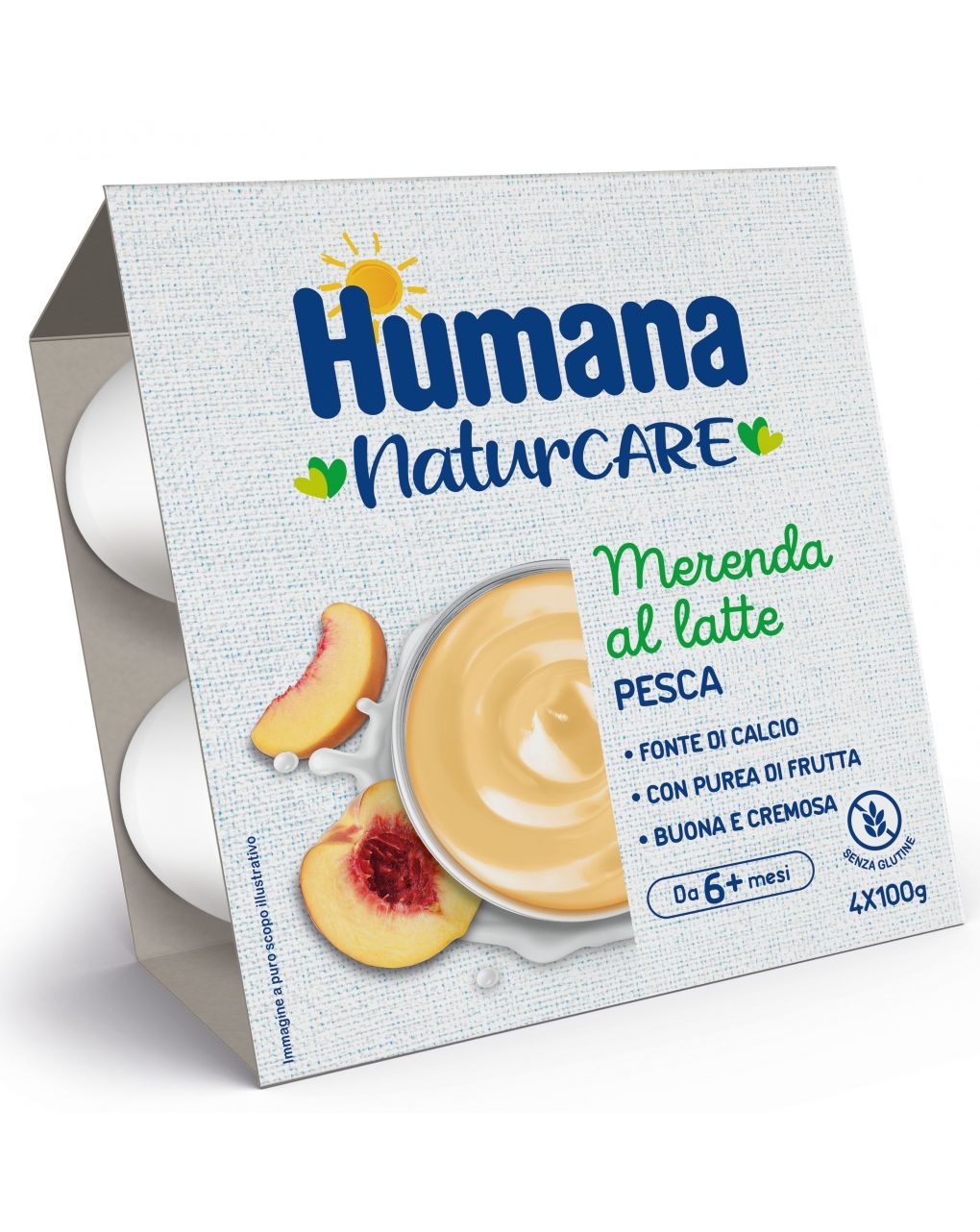Merenda latte pesca 4x100gr - humana