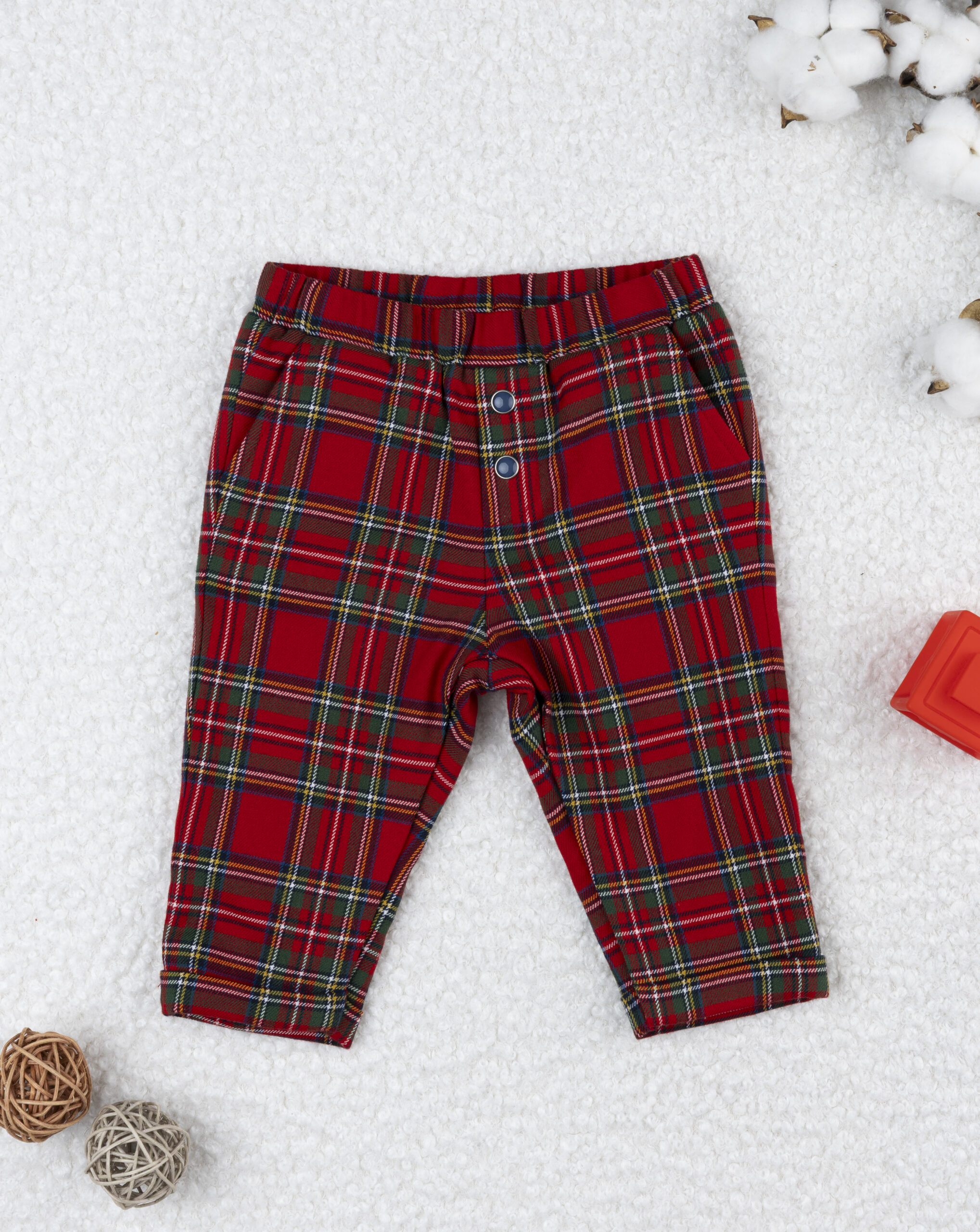 Pantalone bimbo tartan rosso