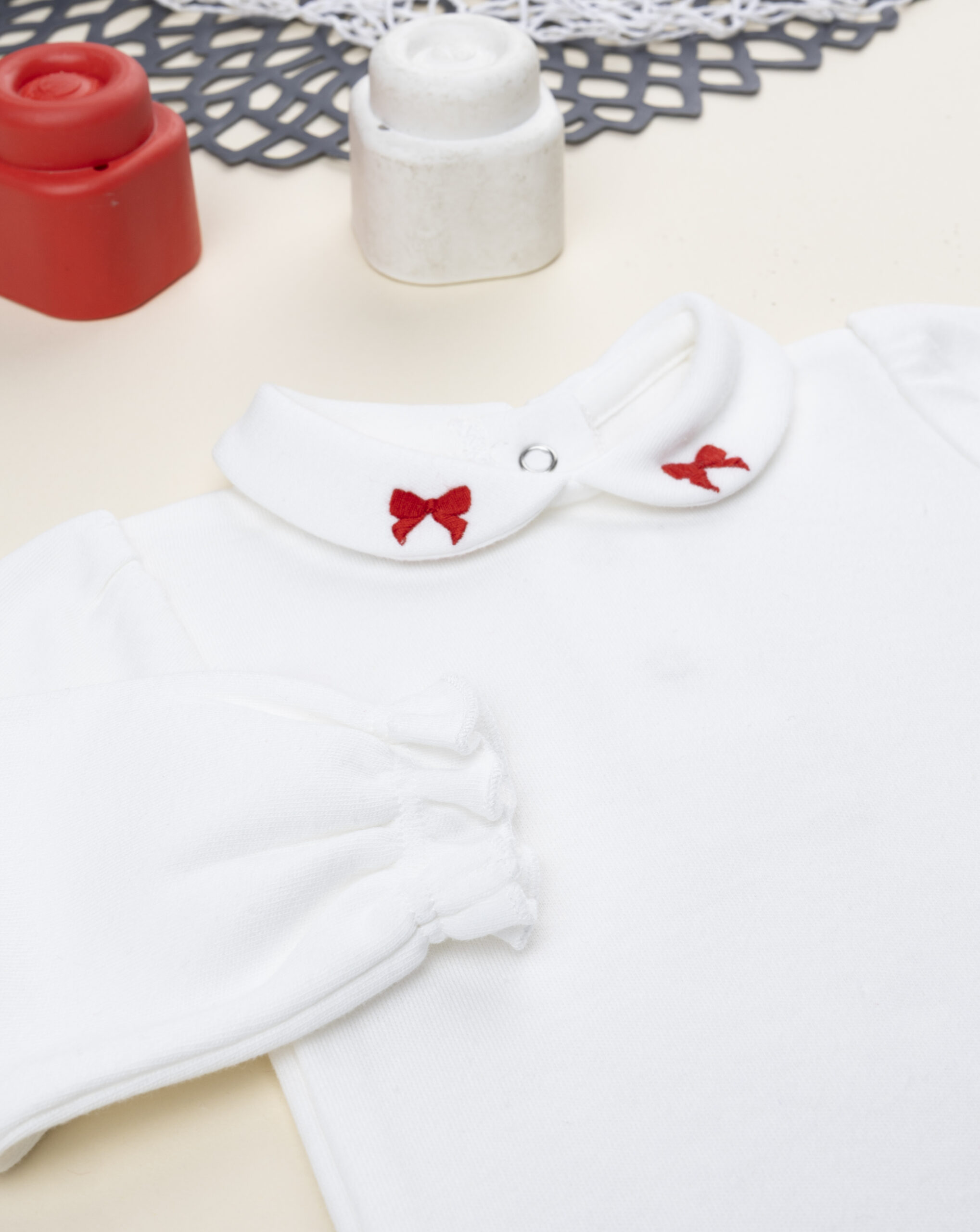 Body bimba bianco ricamato