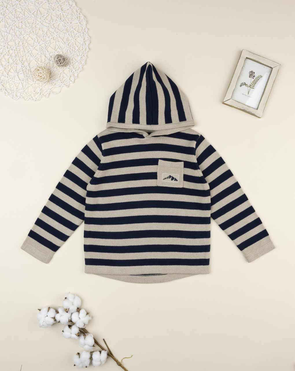 Felpa bimbo rigata blu/beige