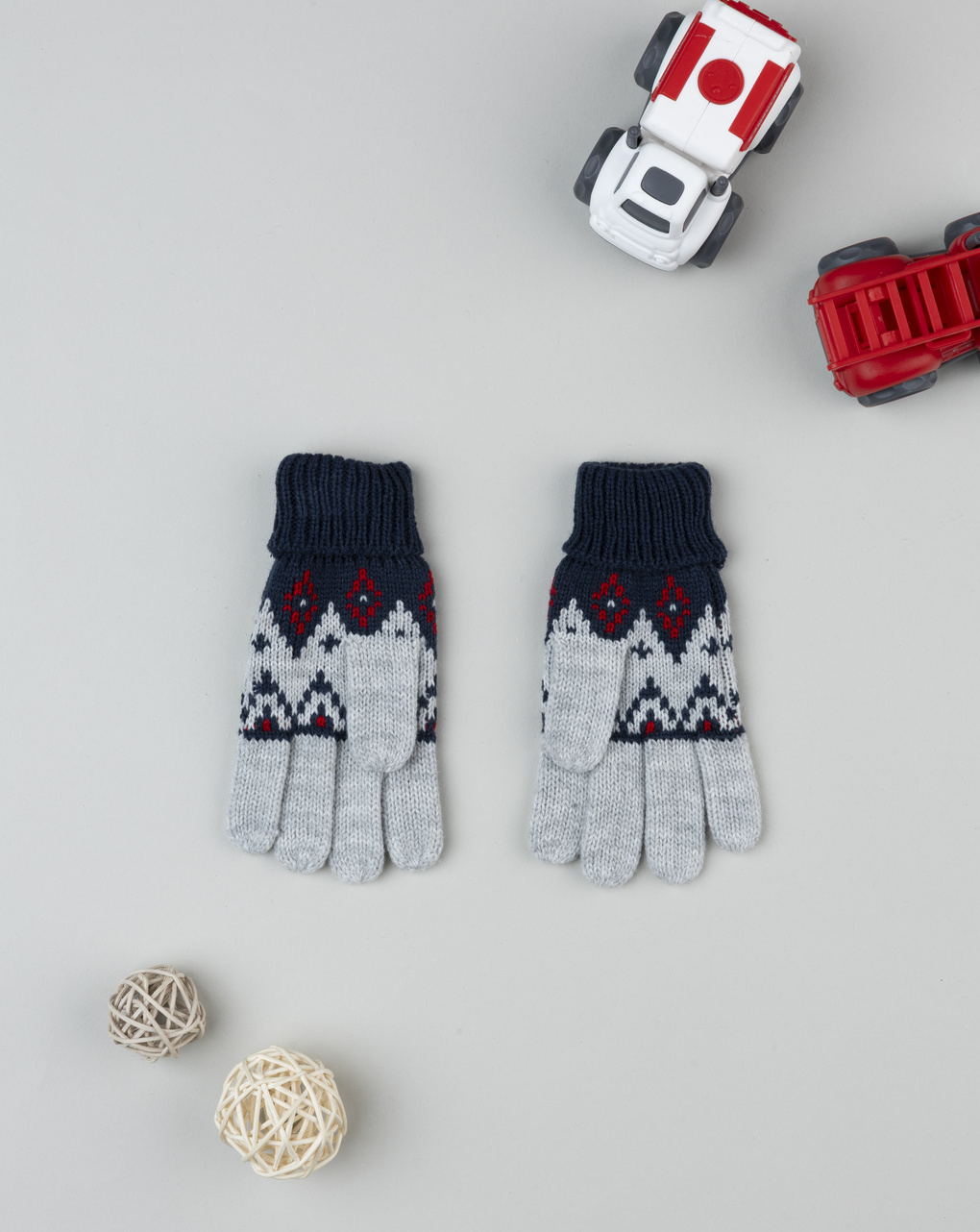 Guanti bimbo blu/grigi ricami
