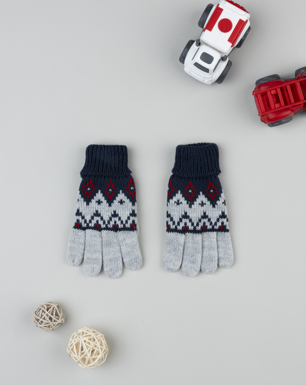 Guanti bimbo blu/grigi ricami
