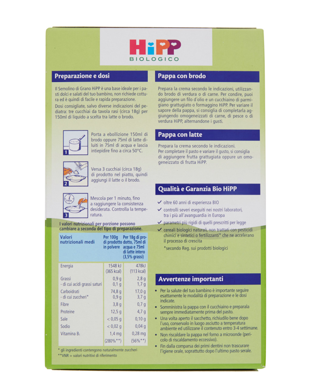 Crema biologico semolino di grano – 200 gr - hipp