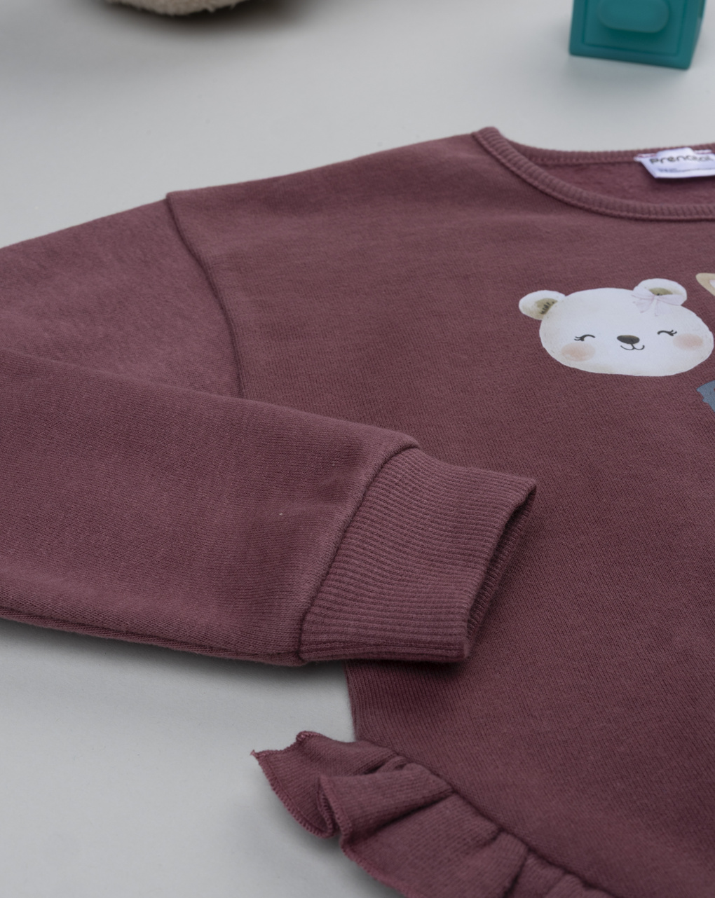 Jogger bambina bordeaux/blu con stampa