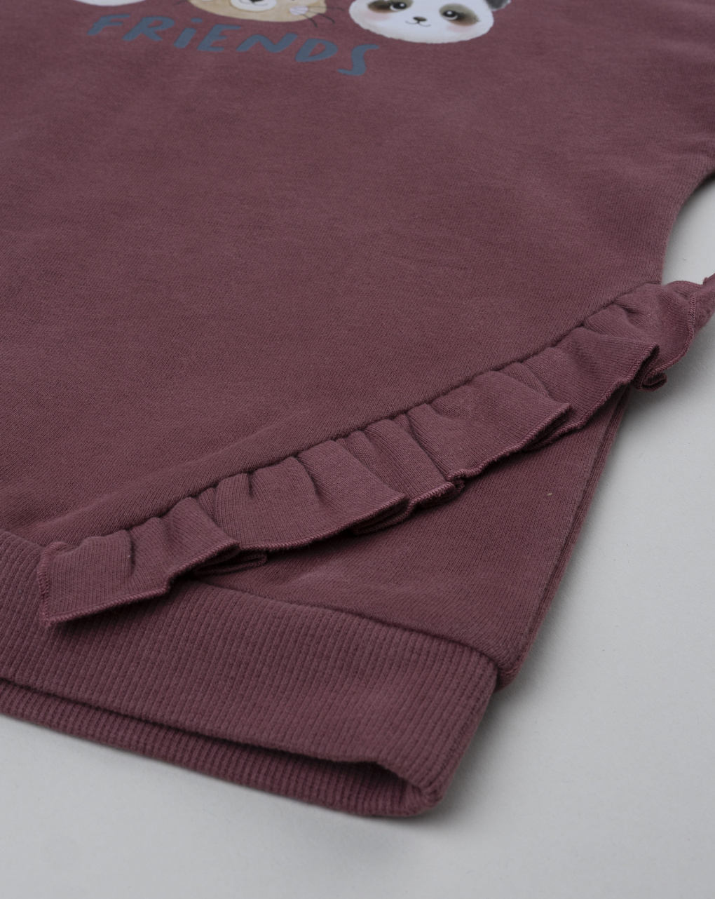 Jogger bambina bordeaux/blu con stampa