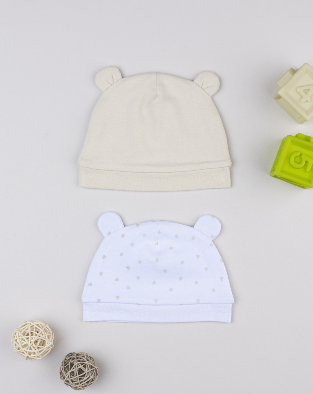 Pack 2 berretti neonata panna/beige- corredino