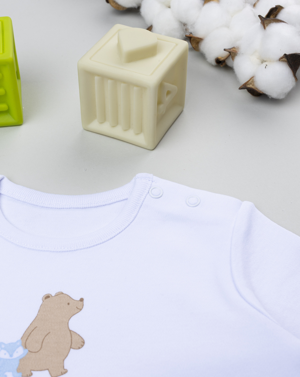 Pack 2 body bimbo bianco/beige orsetto