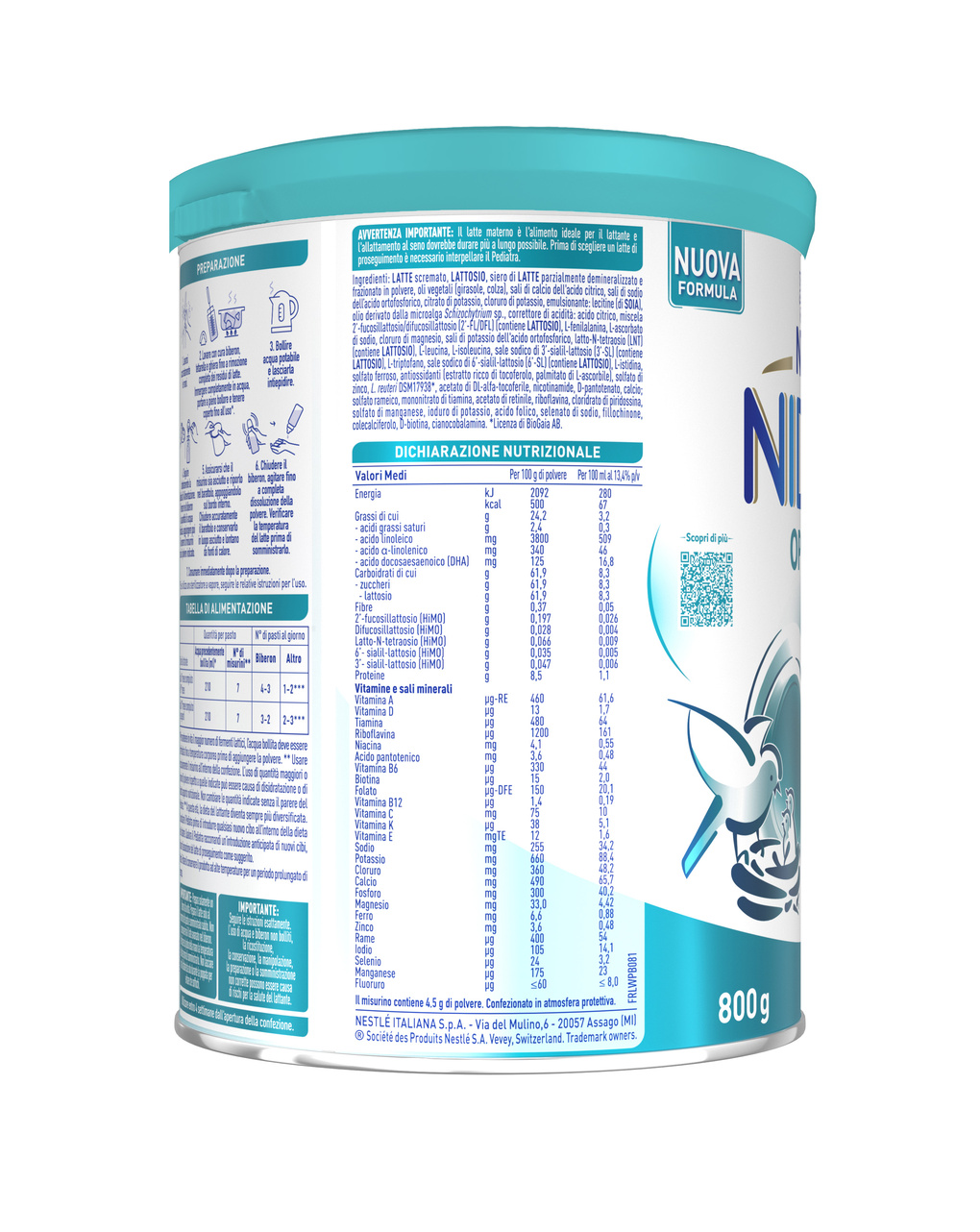 Nidina optipro 2 da 6 mesi, latte di proseguimento in polvere, latta da 800g - nestlé