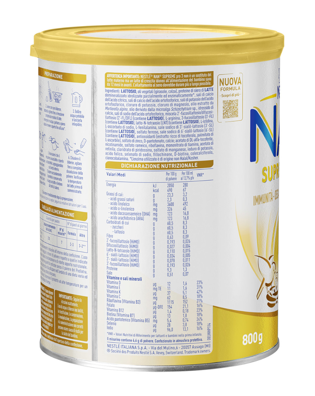 Latte in polvere nan supreme pro 3 | 800 gr - nestlé