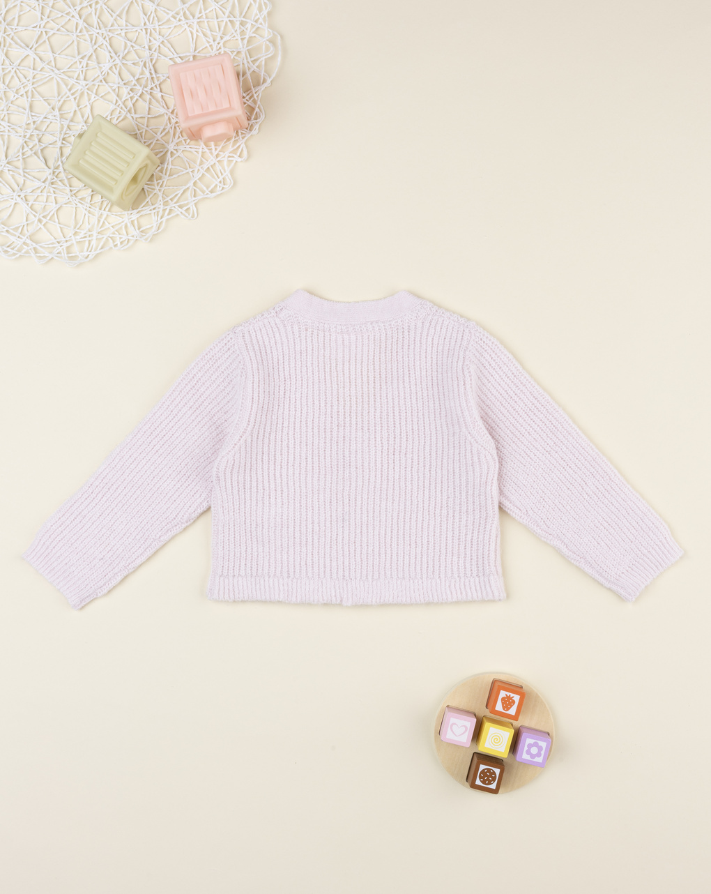 Cardigan bimba rosa con fiocco