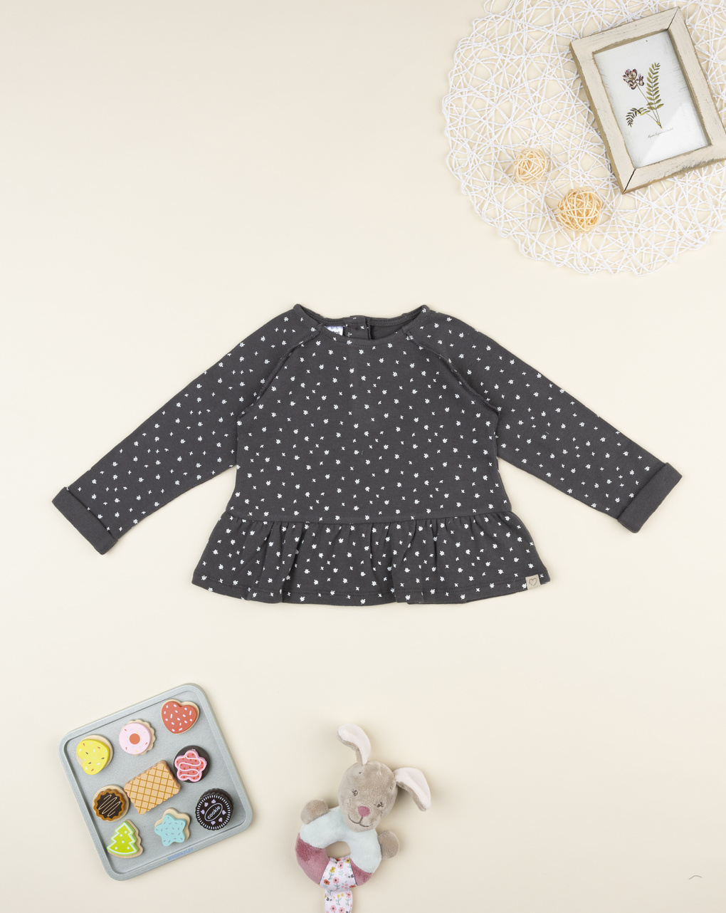 T-shirt bimba grigio allover