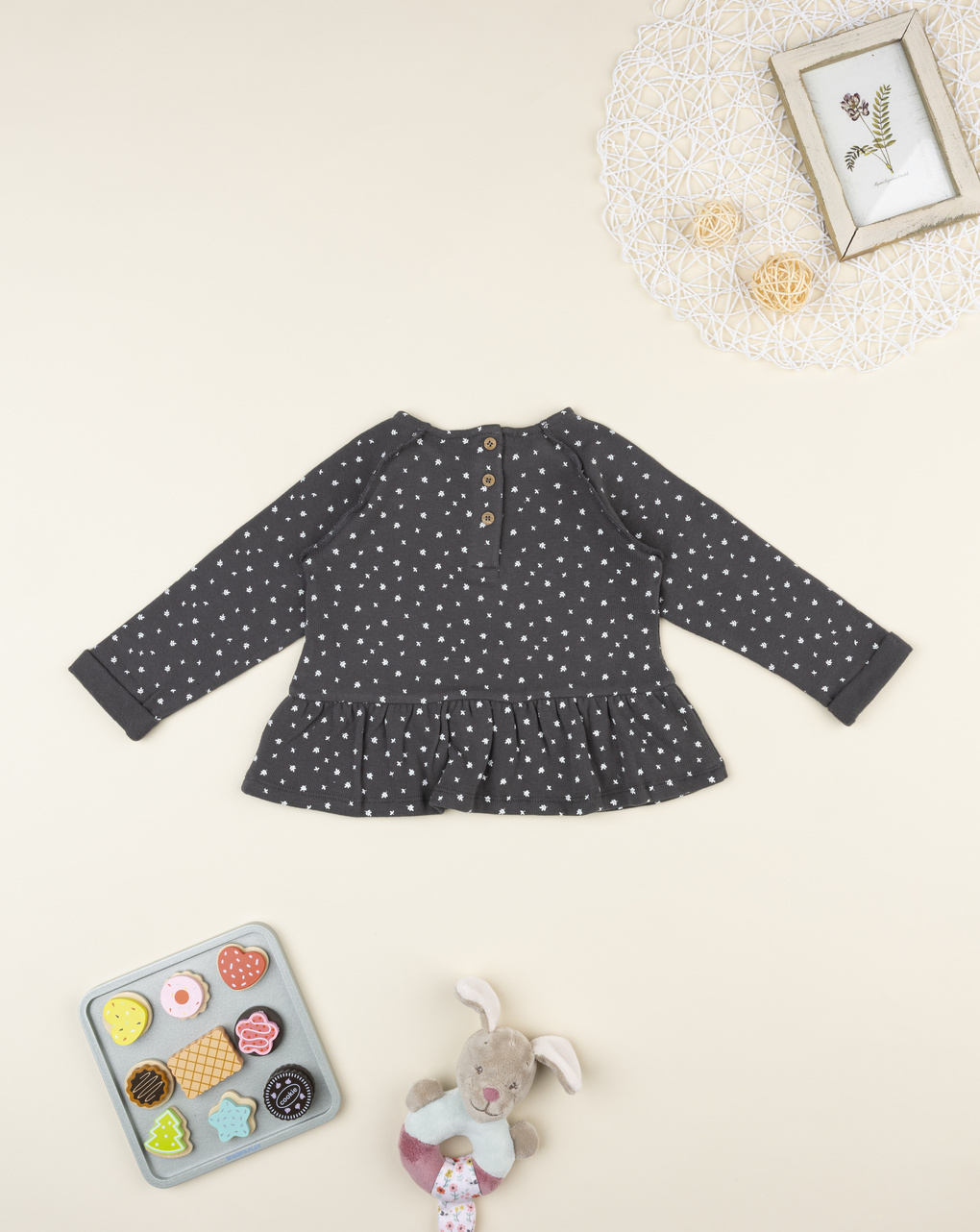 T-shirt bimba grigio allover