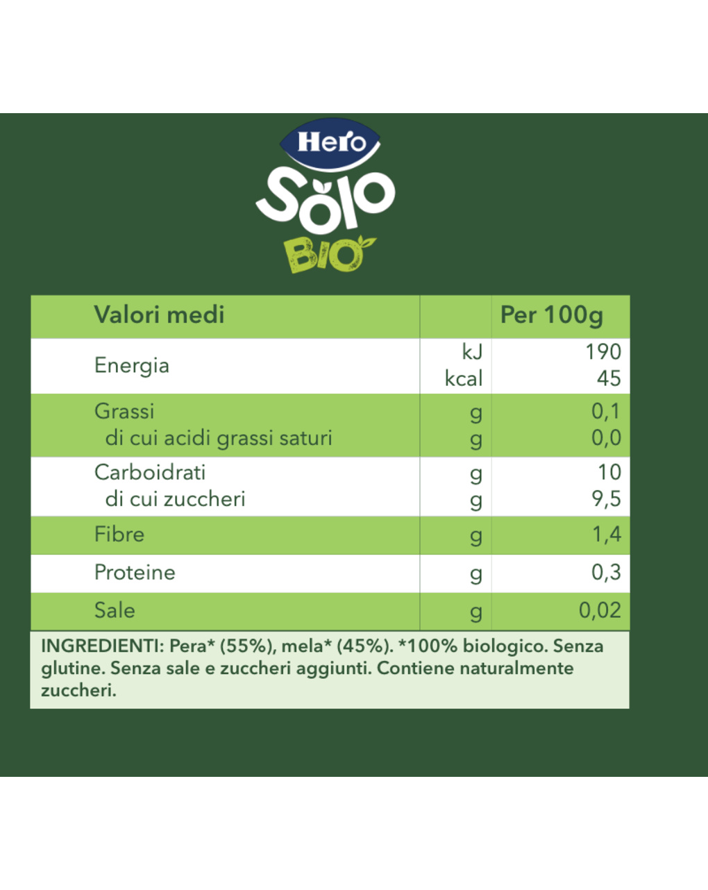 Omogeneizzato solo pera mela 4x120g - hero