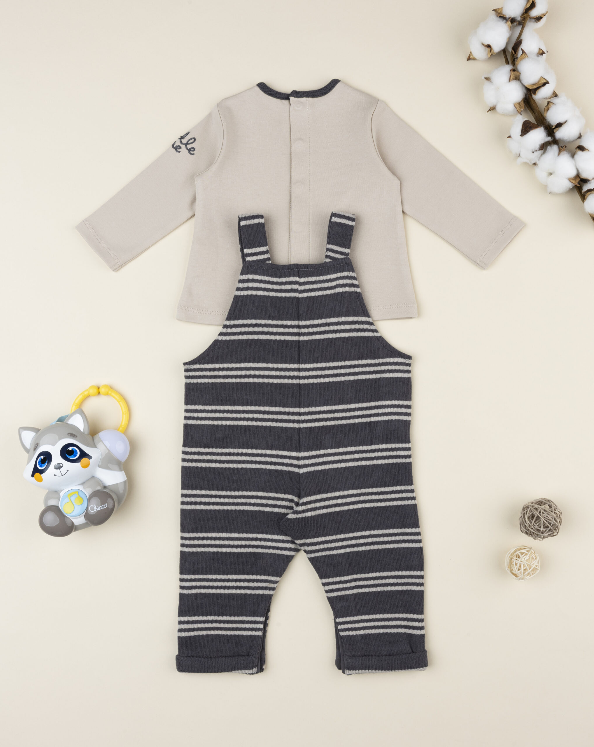 Completo bimbo salopette grigio/marrone