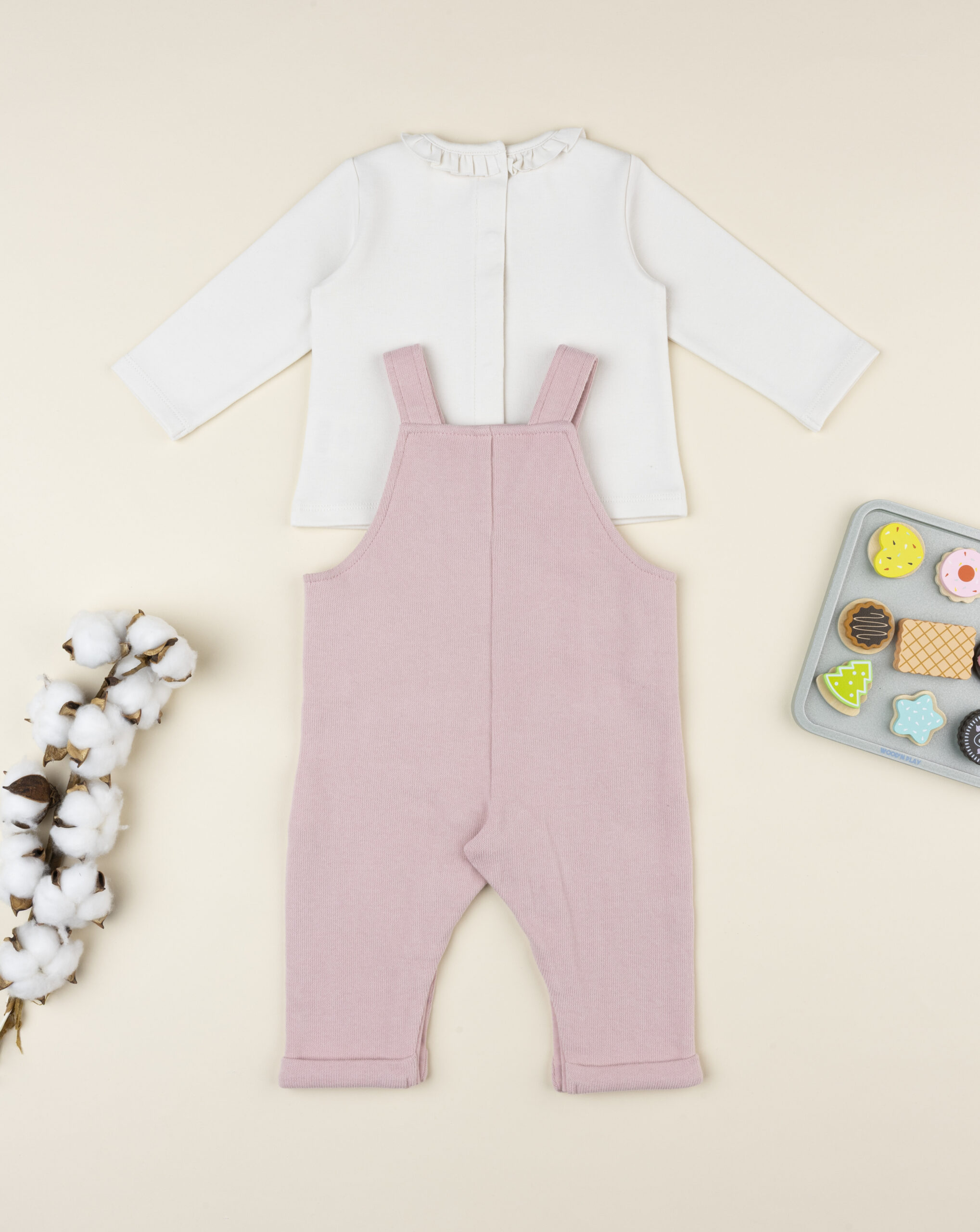 Completo bimba salopette rosa