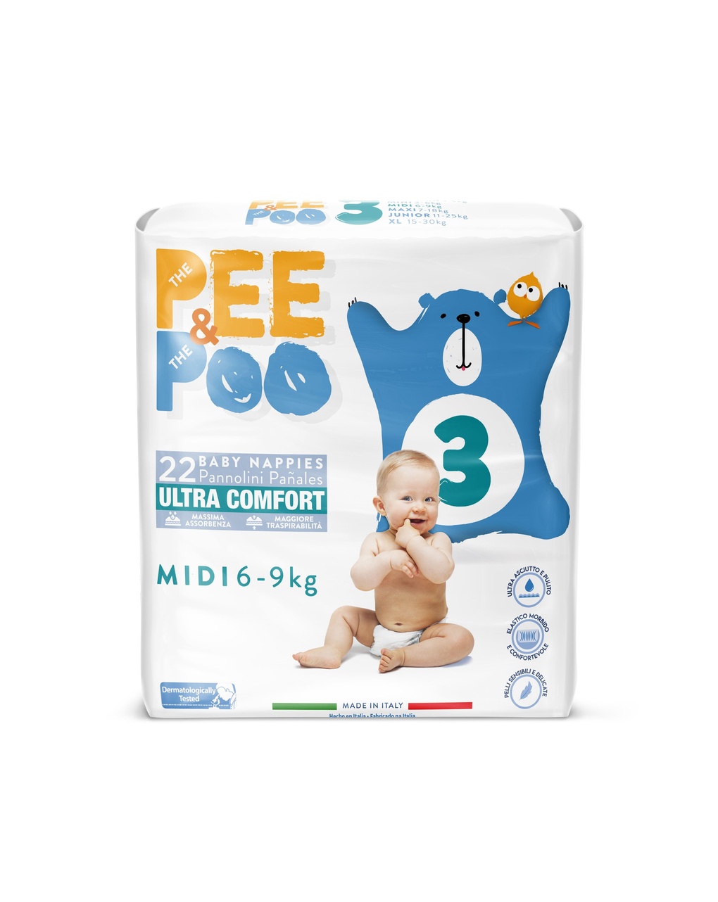 Pannolini ultrafit midi taglia 3 22 pz - pee&poo
