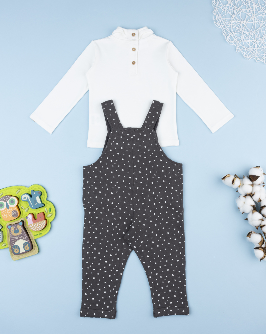 Completo salopette girgia più maglia bimba allover