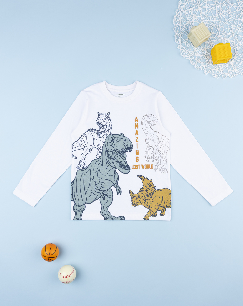 T-shirt bambino bianca dino