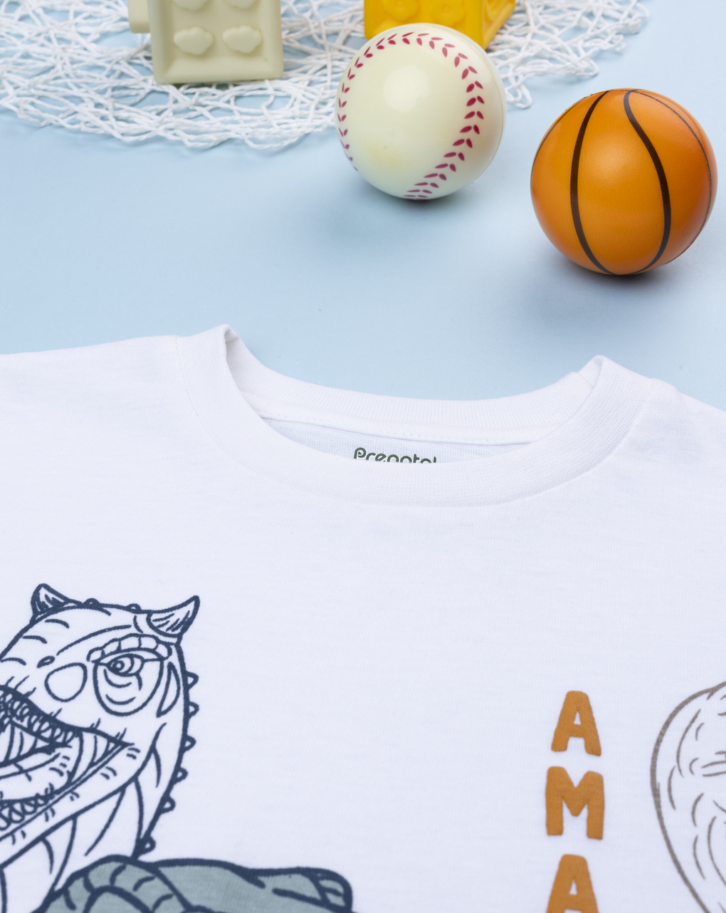 T-shirt bambino bianca dino