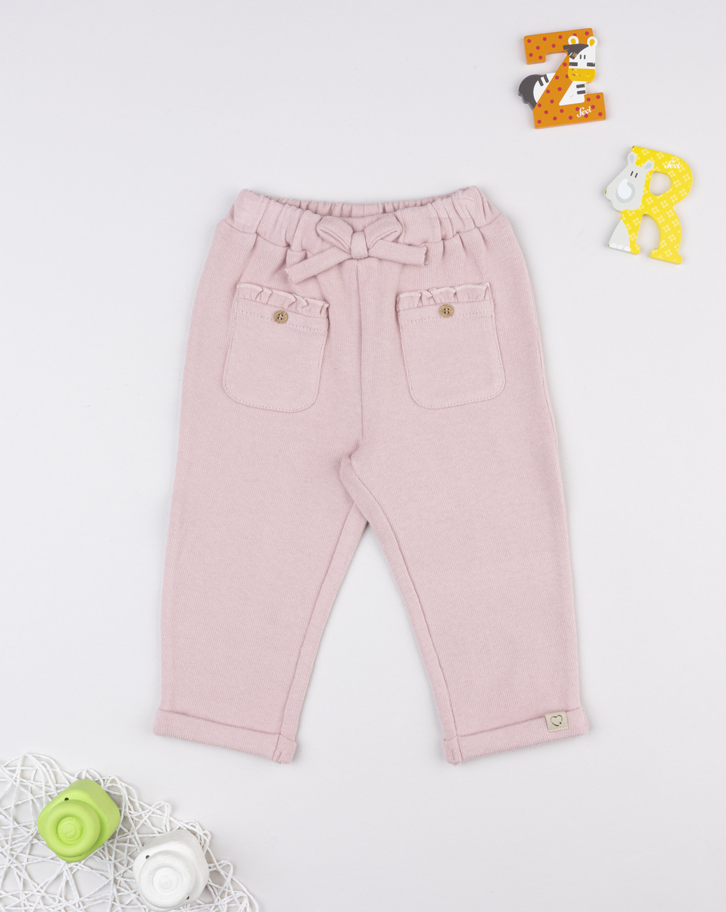 Pantaloni bimba rosa con fiocco