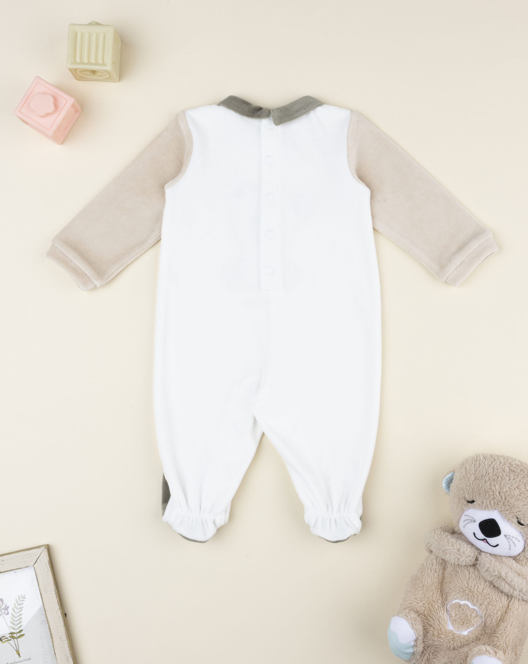 Tutina bimbo bianco/beige orsetto
