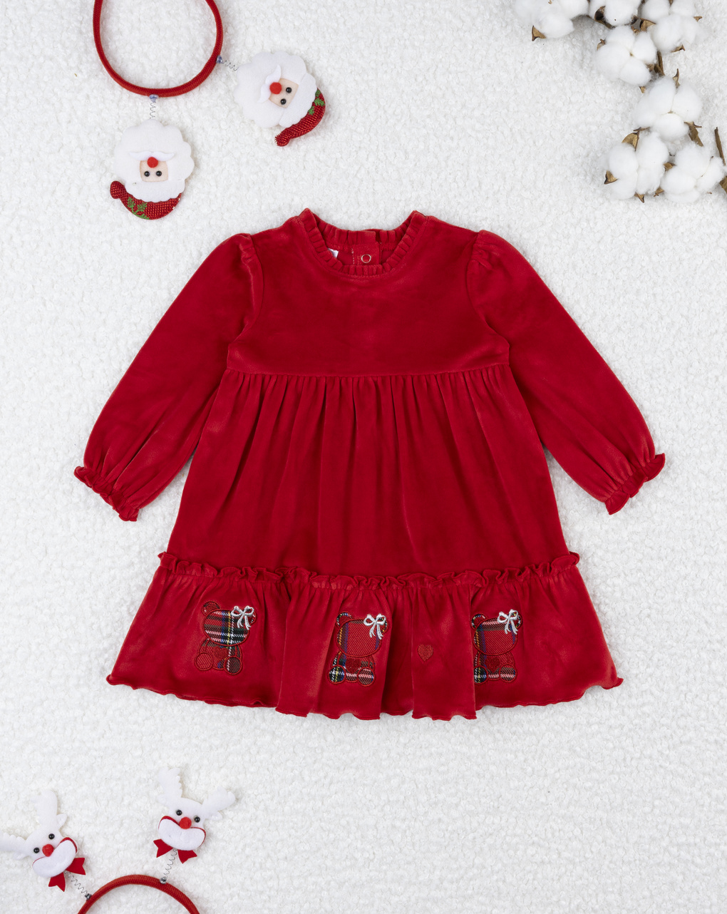 Abito bimba rosso ricami natale