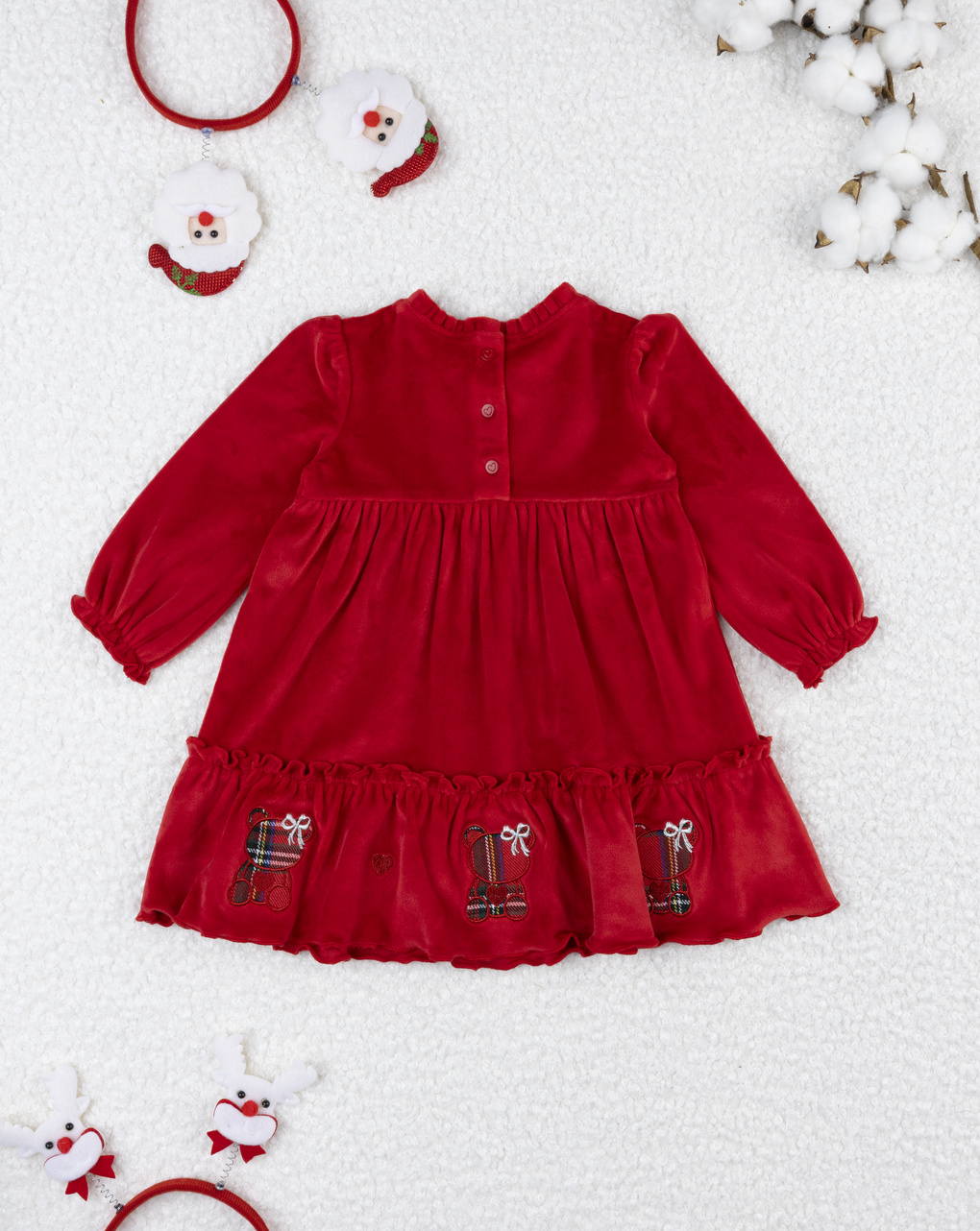 Abito bimba rosso ricami natale