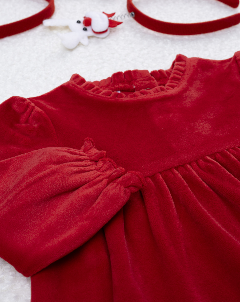 Abito bimba rosso ricami natale