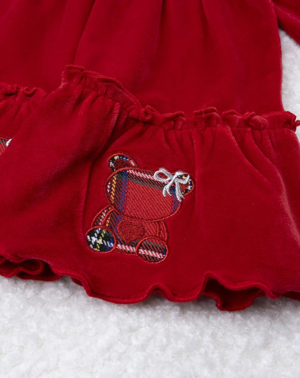 Abito bimba rosso ricami natale